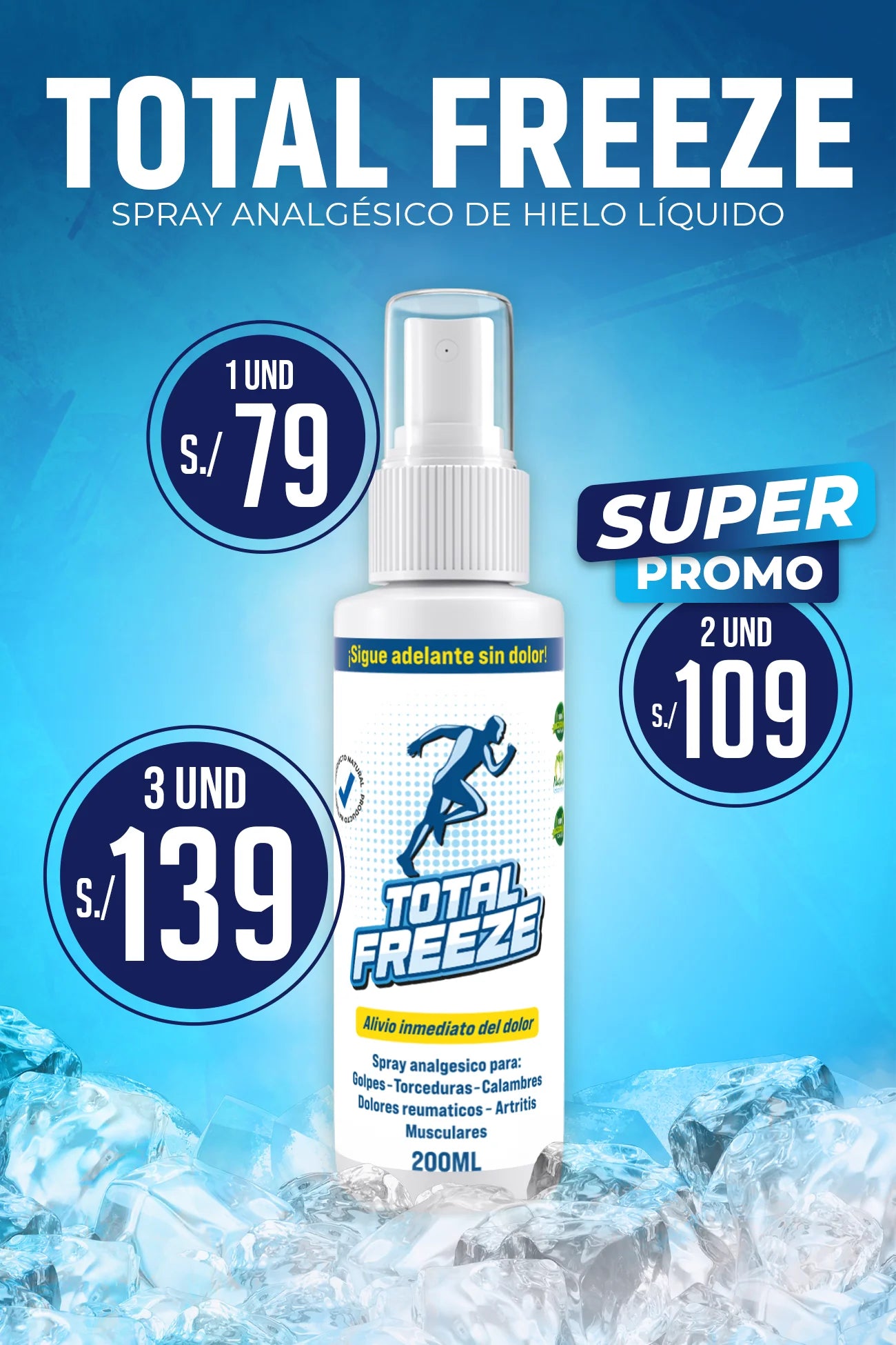 TOTAL FREEZE™  Spray analgésico refrescante instantáneo